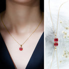 2 Carat Lab Created Ruby Solitaire Necklace With Chain AAAA - Rosec Jewels