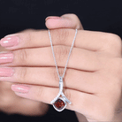Cushion Cut Garnet Solitaire Pendant with Diamond Twisted Bail Garnet - ( AAA ) - Quality - Rosec Jewels