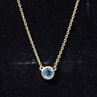 0.6 Carat Round London Blue Topaz Solitaire Necklace in Bezel Setting AAA - Rosec Jewels