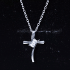 Certified Moissanite Cross Pendant Necklace in sterling Silver D-VS1 92.5 Sterling Silver - Rosec Jewels