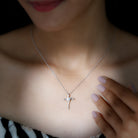 Certified Moissanite Cross Pendant Necklace in sterling Silver D-VS1 92.5 Sterling Silver - Rosec Jewels