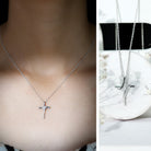 Certified Moissanite Cross Pendant Necklace in sterling Silver D-VS1 92.5 Sterling Silver - Rosec Jewels