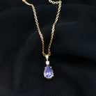Real Tanzanite Teardrop Pendant with Diamond Tanzanite - ( AAA ) - Quality - Rosec Jewels