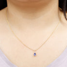 Real Tanzanite Teardrop Pendant with Diamond Tanzanite - ( AAA ) - Quality - Rosec Jewels