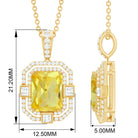 Vintage Style Created Yellow Sapphire Halo Pendant with Moissanite Lab Created Yellow Sapphire - ( AAAA ) - Quality - Rosec Jewels