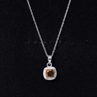 Cushion Cut 1 Carat Citrine Pendant Necklace with Moissanite Halo AAA 92.5 Sterling Silver - Rosec Jewels