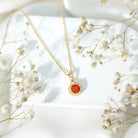 Certified 1 Carat Cushion Cut Fire Opal Pendant Necklace with Diamond Halo AAA 14K Yellow Gold Plated Silver - Rosec Jewels