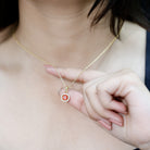 Certified 1 Carat Cushion Cut Fire Opal Pendant Necklace with Diamond Halo AAA 14K Yellow Gold Plated Silver - Rosec Jewels