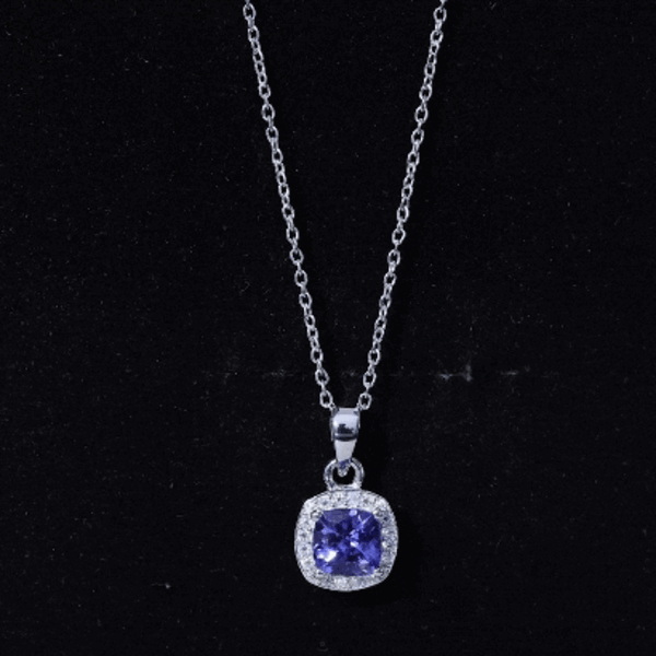 Real 1.2 Carat Tanzanite Bridal Necklace with Silver Chain AAA 92.5 Sterling Silver - Rosec Jewels