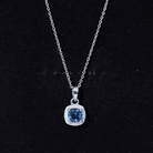 Natural 1 Carat London Blue Topaz Necklace with Chain AAA 92.5 Sterling Silver - Rosec Jewels