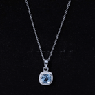Natural Sky Blue Topaz Birthstone Necklace With Silver Chain AAA 92.5 Sterling Silver - Rosec Jewels
