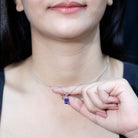 Natural 2 Carat Tanzanite Emerald Cut Necklace with Silver Chain AAA 92.5 Sterling Silver - Rosec Jewels