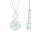 Natural Ethiopian Opal Drop Pendant Necklace with Diamond AAA - Rosec Jewels