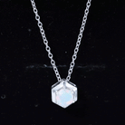 Solitaire Ethiopian Opal Hexagon Pendant Necklace AAA - Rosec Jewels