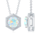 Solitaire Ethiopian Opal Hexagon Pendant Necklace AAA - Rosec Jewels