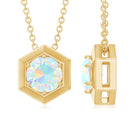 Solitaire Ethiopian Opal Hexagon Pendant Necklace AAA - Rosec Jewels