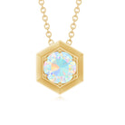 Solitaire Ethiopian Opal Hexagon Pendant Necklace AAA - Rosec Jewels