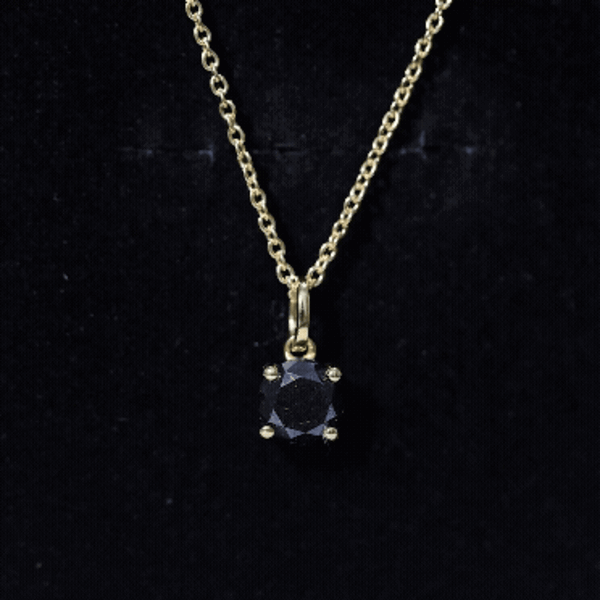 Natural 1.45 Carat Black Diamond Solitaire Necklace with Silver Chain AAA 14K Yellow Gold Plated Silver - Rosec Jewels