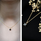 Natural 1.45 Carat Black Diamond Solitaire Necklace with Silver Chain AAA 14K Yellow Gold Plated Silver - Rosec Jewels