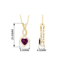 Heart Shape Rhodolite and Diamond Infinity Dangle Pendant Rhodolite - ( AAA ) - Quality - Rosec Jewels