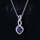 Lab Grown Blue Sapphire and Moissanite Infinity Heart Necklace with Chain AAAA 92.5 Sterling Silver - Rosec Jewels