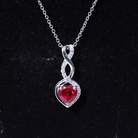 1 Carat Lab Grown Ruby Heart and Infinity Necklace with Silver Chain AAAA 92.5 Sterling Silver - Rosec Jewels