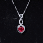 Rosec Jewels-Lab Created Ruby Heart and Infinity Necklace with Silver Chain