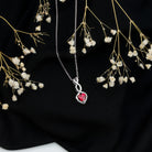 1 Carat Lab Grown Ruby Heart and Infinity Necklace with Silver Chain AAAA 92.5 Sterling Silver - Rosec Jewels