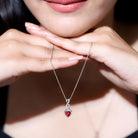 1 Carat Lab Grown Ruby Heart and Infinity Necklace with Silver Chain AAAA 92.5 Sterling Silver - Rosec Jewels