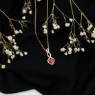 1 Carat Lab Grown Ruby Heart and Infinity Necklace with Silver Chain AAAA 14K Yellow Gold Plated Silver - Rosec Jewels