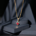 1 Carat Lab Grown Ruby Heart and Infinity Necklace with Silver Chain AAAA 14K Yellow Gold Plated Silver - Rosec Jewels