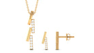 Rosec Jewels-Gold and Diamond Bar Dangle Pendant Earrings Set