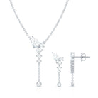 Certified Moissanite Bridal Necklace and Earrings Set D-VS1 - Rosec Jewels