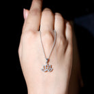 Diamond Lotus Flower Necklace in Pave Setting Natural - ( HI-SI ) - Rosec Jewels