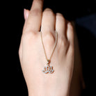Diamond Lotus Flower Necklace in Pave Setting Natural - ( HI-SI ) - Rosec Jewels