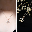 Diamond Lotus Flower Necklace in Pave Setting Natural - ( HI-SI ) - Rosec Jewels