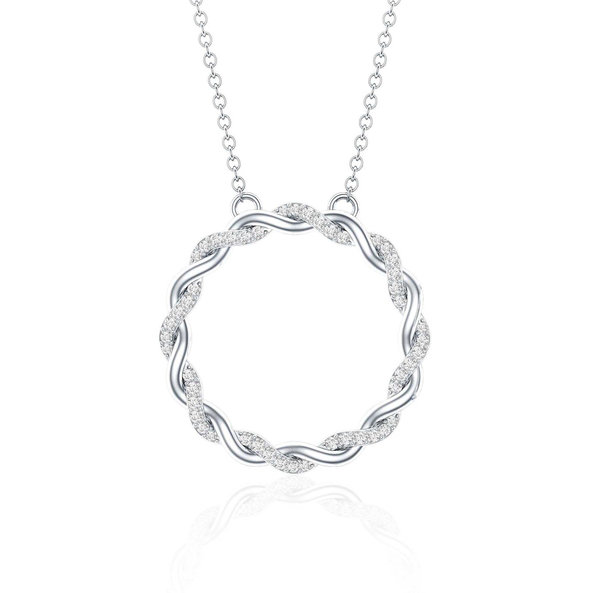 Diamond Twisted Eternity Necklace in Pave Setting Natural - ( HI-SI ) - Rosec Jewels