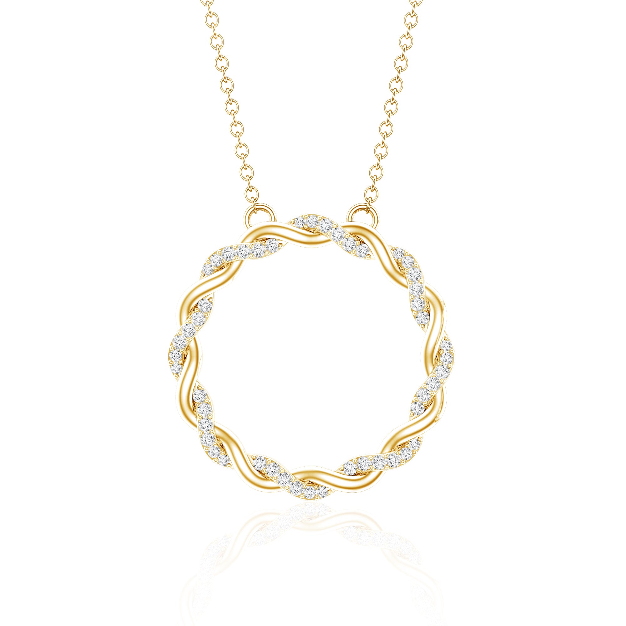 Diamond Twisted Eternity Necklace in Pave Setting Natural - ( HI-SI ) - Rosec Jewels