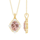 Rosec Jewels-Vintage Inspired Morganite Bridal Necklace with Diamond Halo