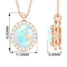Ethiopian Opal and Diamond Halo Pendant Necklace Ethiopian Opal - ( AAA ) - Quality - Rosec Jewels