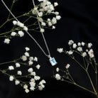 Natural 1.8 Carat Emerald Cut Aquamarine Necklace with Silver Chain AAA 92.5 Sterling Silver - Rosec Jewels