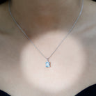 Natural 1.8 Carat Emerald Cut Aquamarine Necklace with Silver Chain AAA 92.5 Sterling Silver - Rosec Jewels