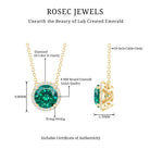 2 Carat Round Lab Created Emerald and Diamond Halo Necklace AAAA - Rosec Jewels