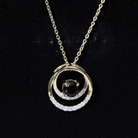 Lab Created Black and White Diamond Circle Necklace With Silver Chain AAAA ( Synthetic ) 14K Yellow Gold Plated Silver - Rosec Jewels