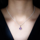 8 MM Princess Cut Amethyst Solitaire Pendant Necklace Amethyst - ( AAA ) - Quality 92.5 Sterling Silver - Rosec Jewels