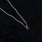 Real Amethyst Solitaire Pendant Necklace 8 MM Princess Cut - Rosec Jewels