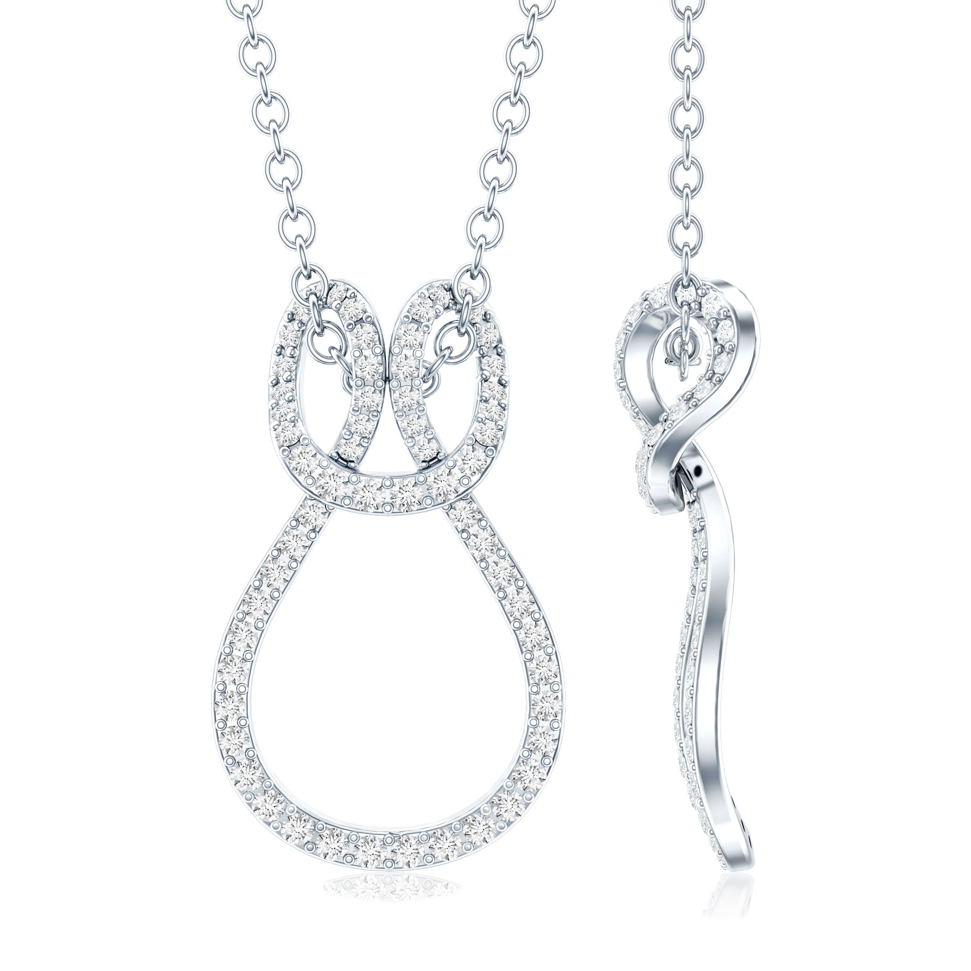 Certified Lab Grown Diamond Infinity Love Knot Necklace For Her Lab - ( EF-VS ) - Rosec Jewels
