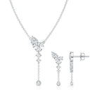 Certified Lab Grown Diamond Designer Necklace and Earrings Set Lab - ( EF-VS ) - Rosec Jewels