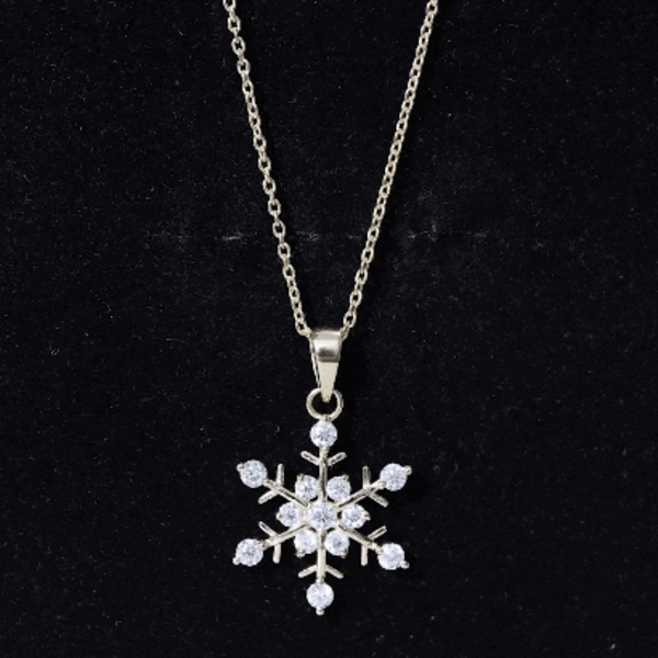 Lab Grown Diamond Christmas Snowflake Necklace Lab - ( EF-VS ) - Rosec Jewels