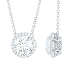 Rosec Jewels-Certified Lab Created Diamond Halo Necklace For Bride